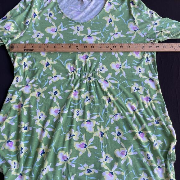 J Jill Womens Rayon Top Medium Green Floral Vneck 3/4 Sleeve Casual Spring - Picture 9 of 11